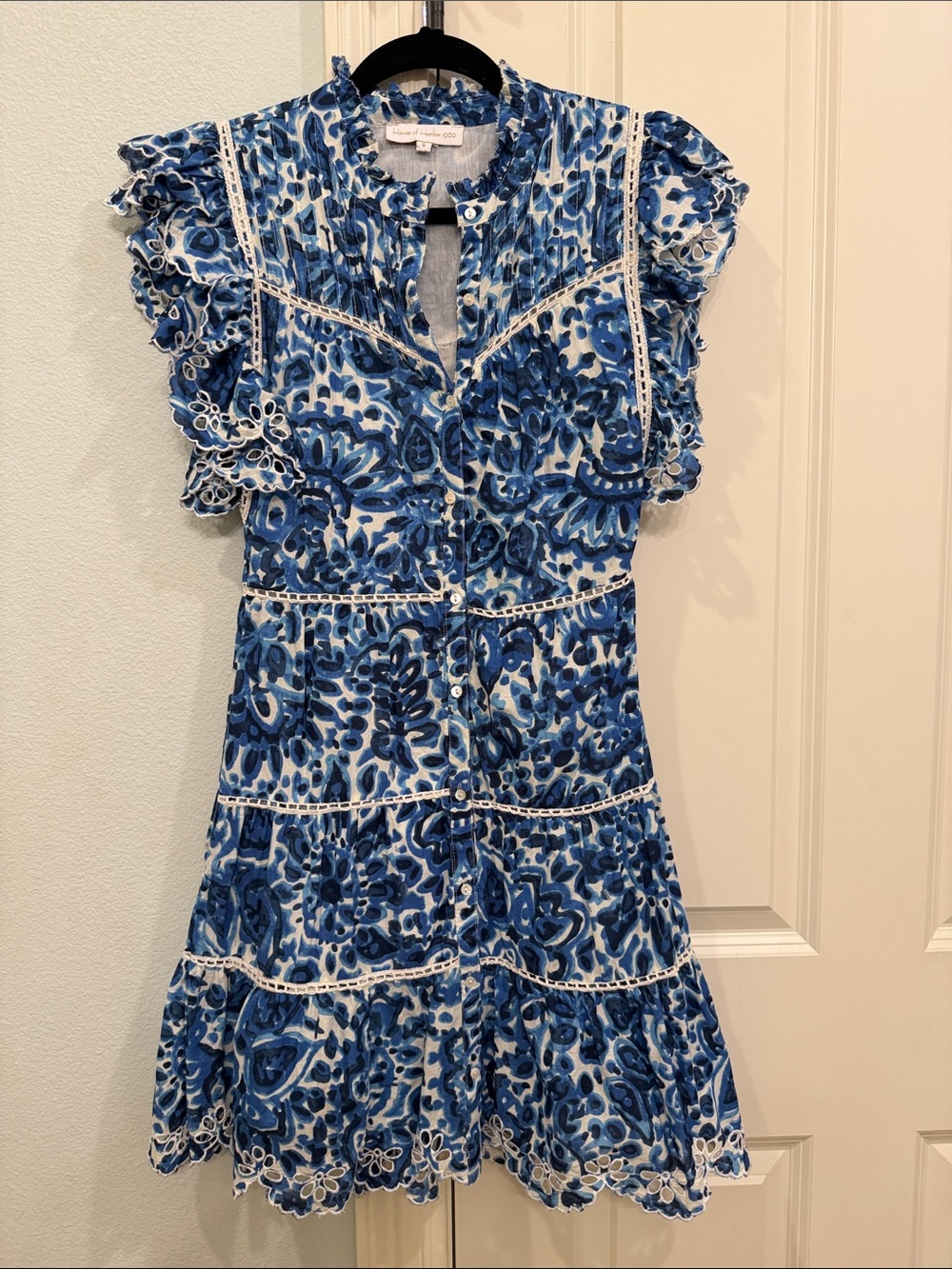 House of Harlow 1960 Blue & White Floral Ruffle Mini Dress